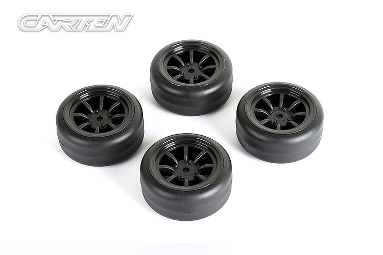 CARTEN M-Drift Tires+Wheels 8 Spoke Black +1mm (4PCS)