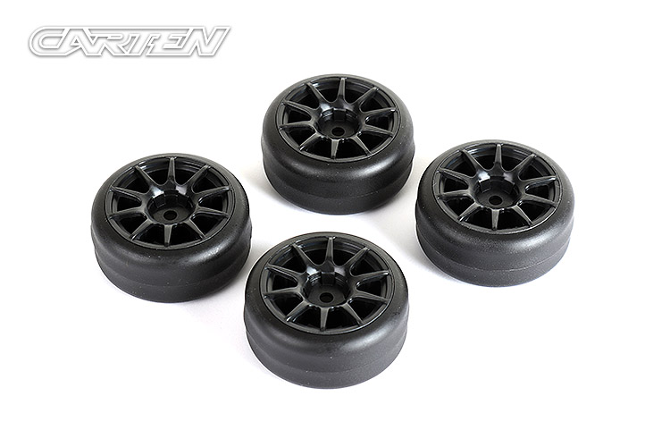 CARTEN M-Drift Tires+Wheels 10 Spoke Black +1mm (4PCS)