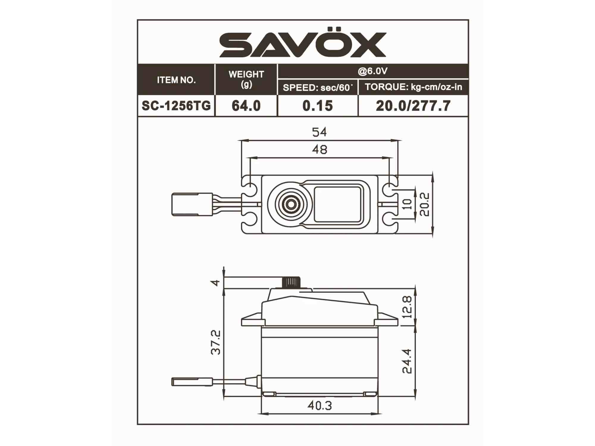 SAVÖX SC-1256TG Standard Size Coreless Digital Servo