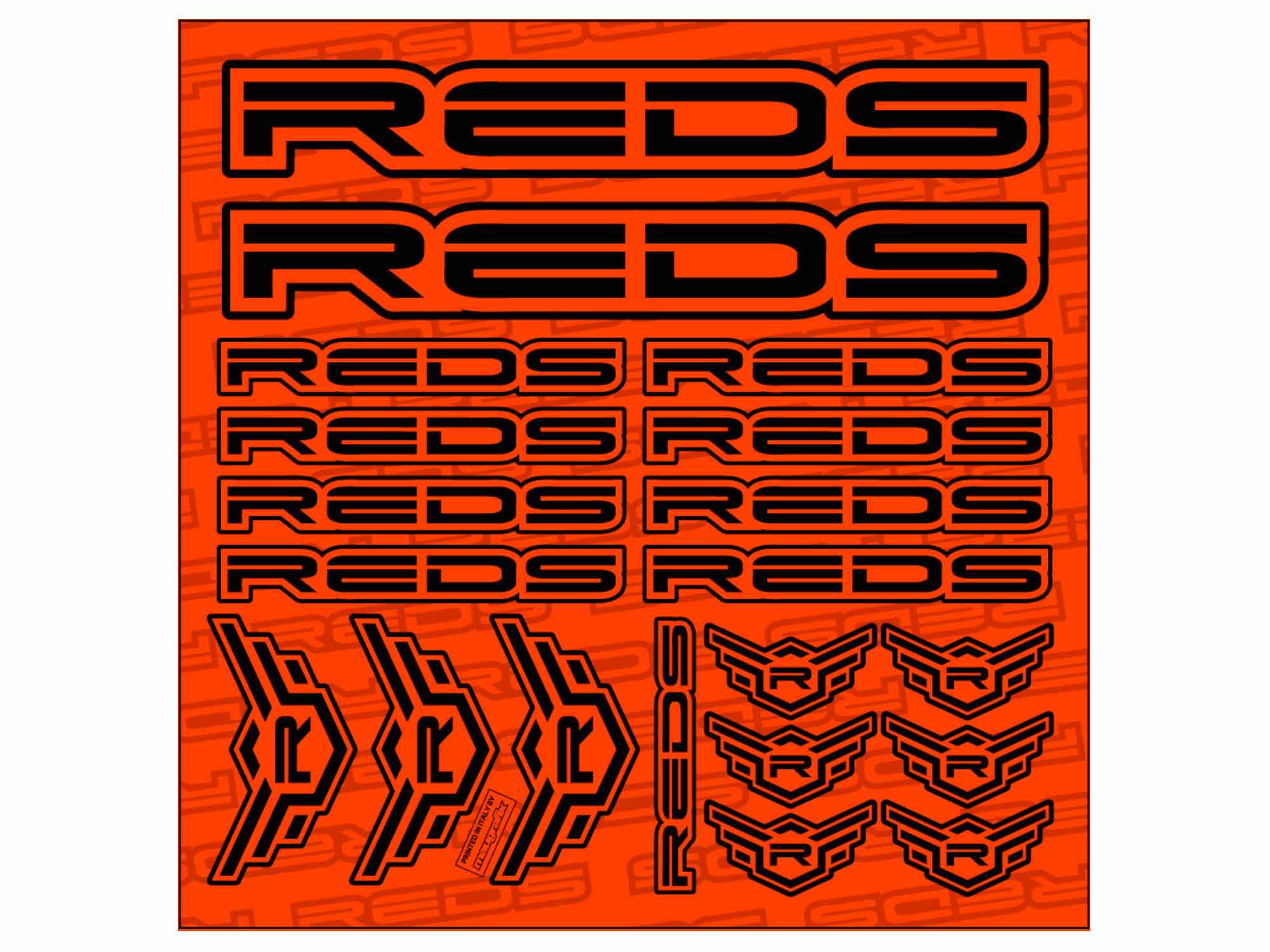 REDS Sticker Sheet 150x150mm cutted Red Fluor/Black