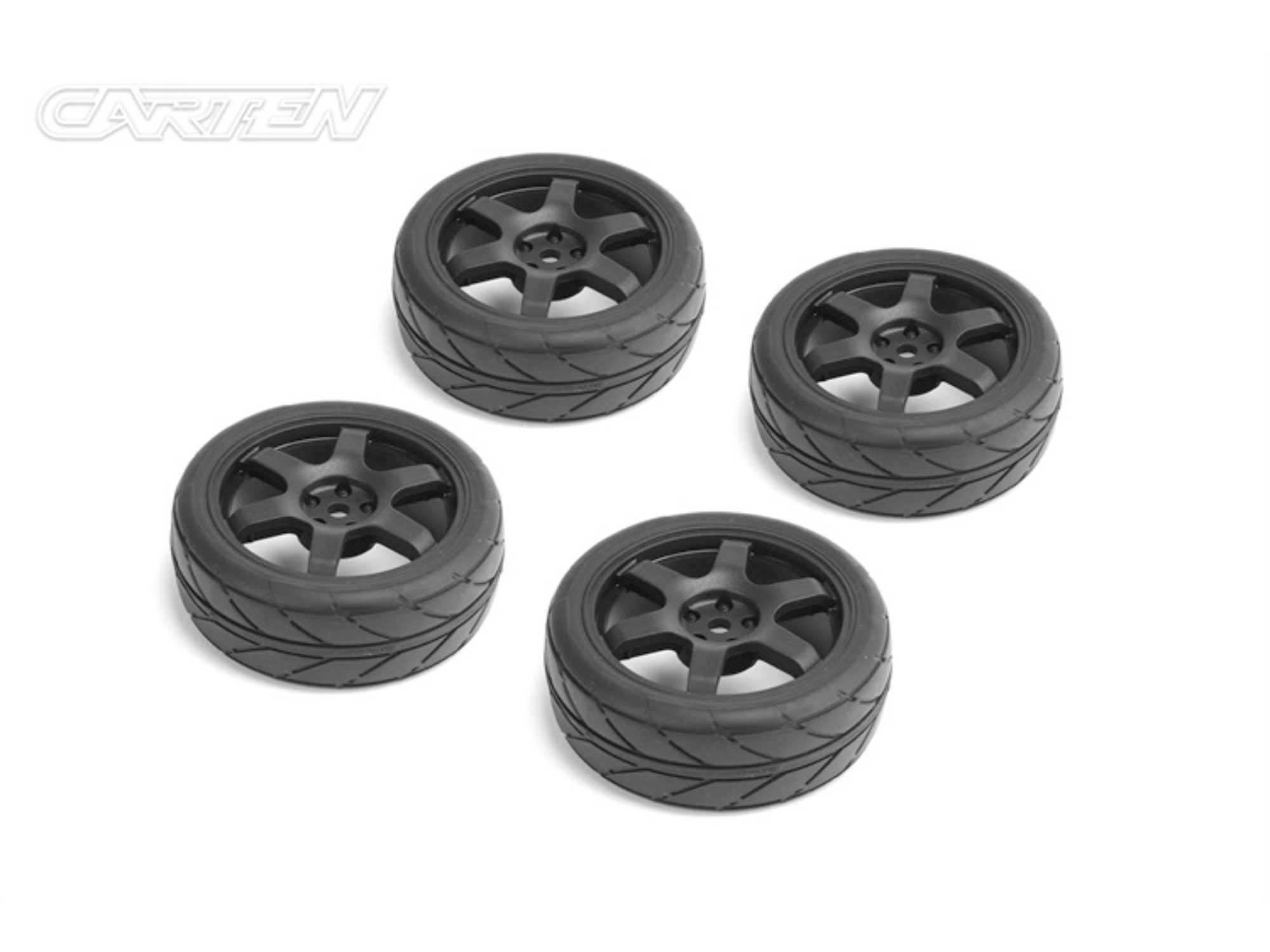 CARTEN TC Intermediate Tires+Wheels 6 Spoke Black ET -0mm (4PCS)