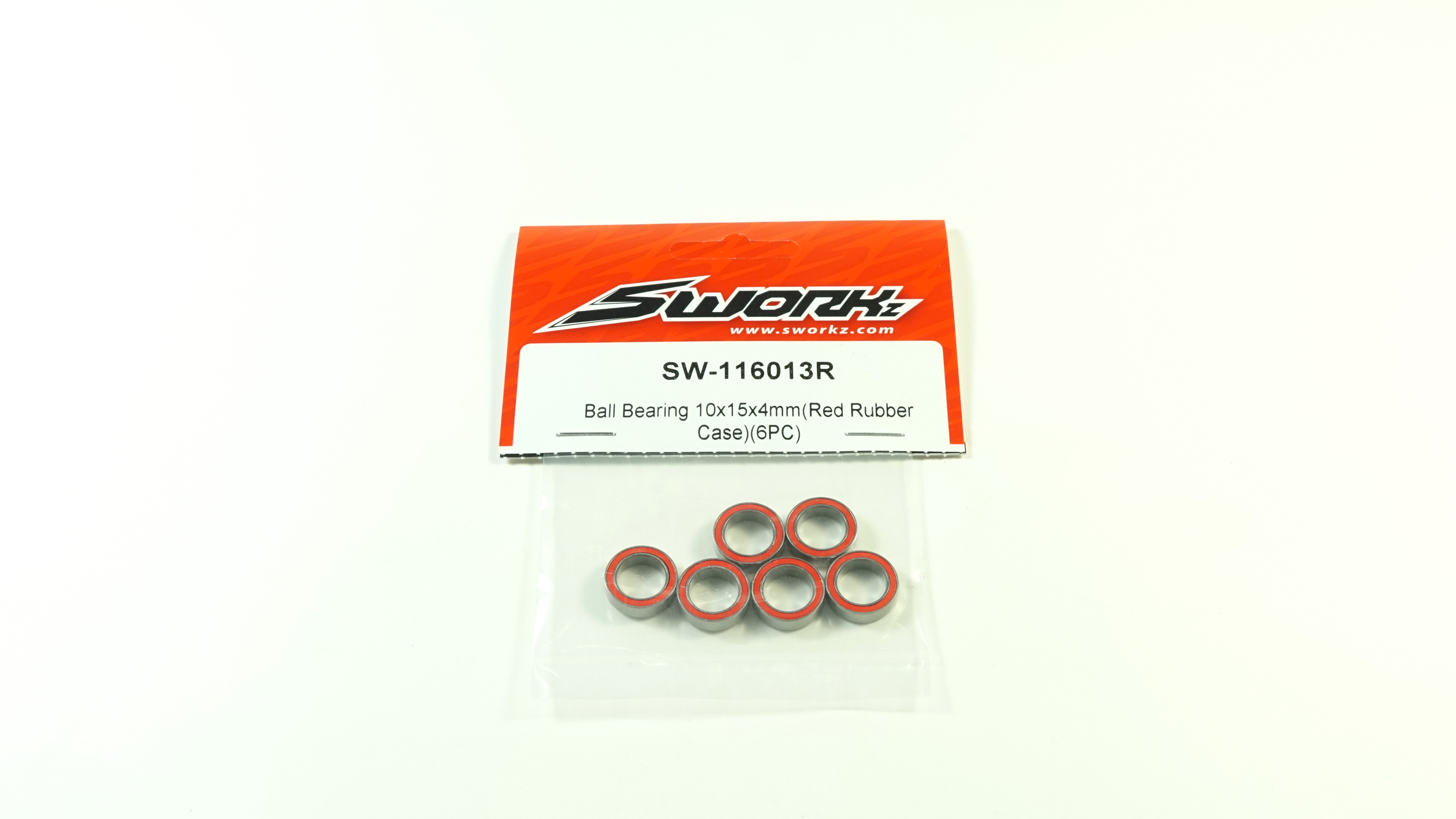 SWORKz Ball Bearing 10x15x4mm RED Rubber (6pc)