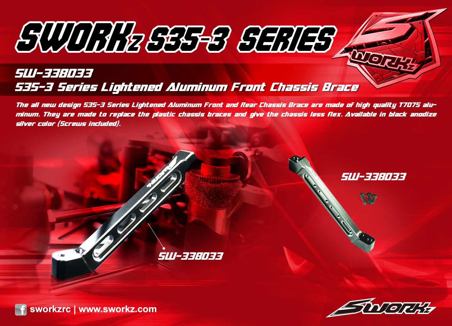 SWORKz Lightened Aluminum Front Chassis Brace