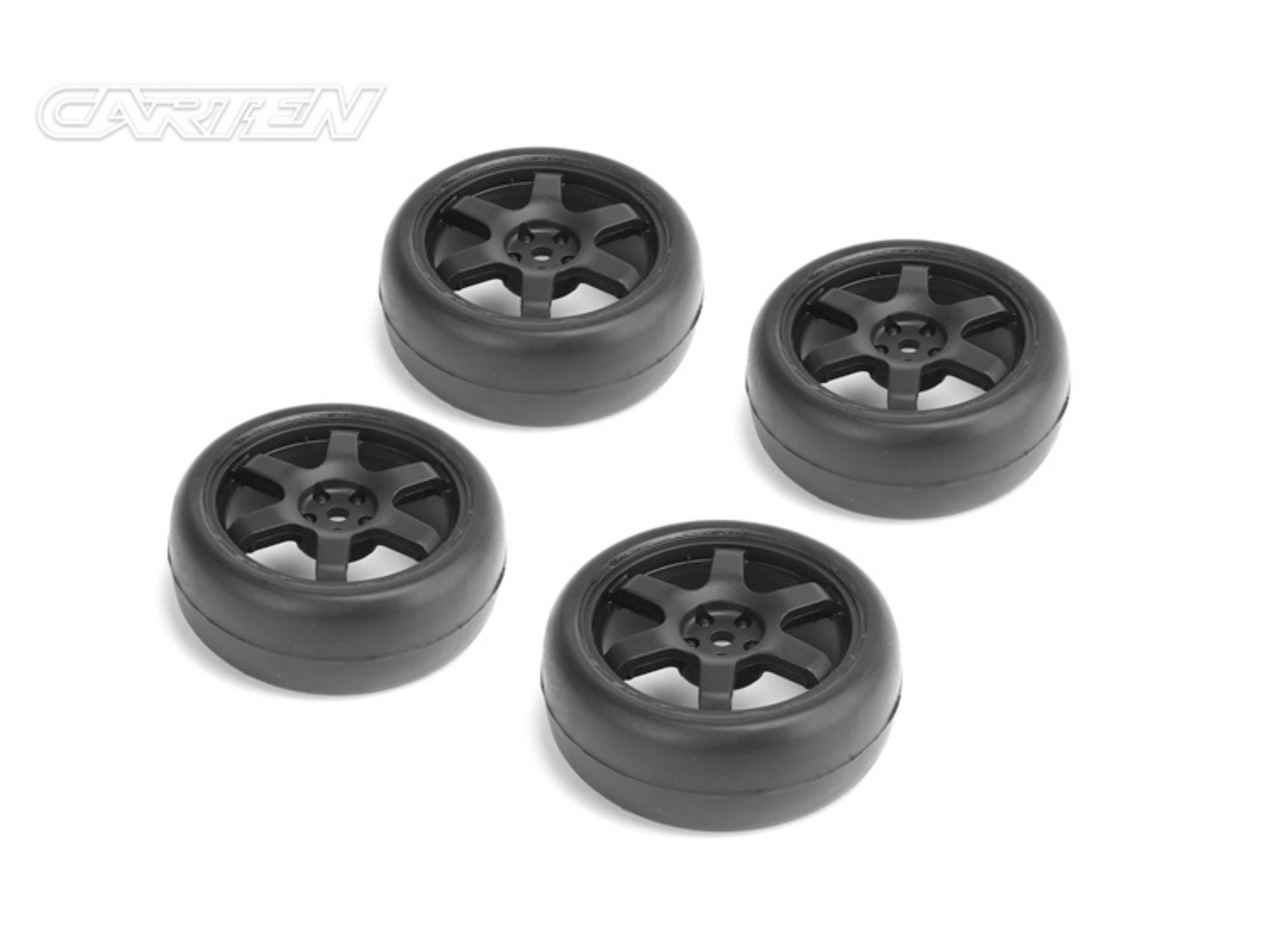 CARTEN TC Slick Tires+Wheels 6 Spoke Black ET -0mm (4PCS)