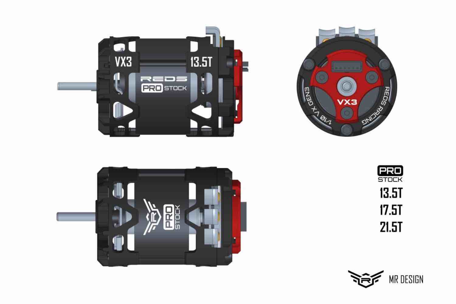 REDS 1/10 Brushless Motor 13,5T VX3 Pro Stock High Torque 540 2 Pole sensored