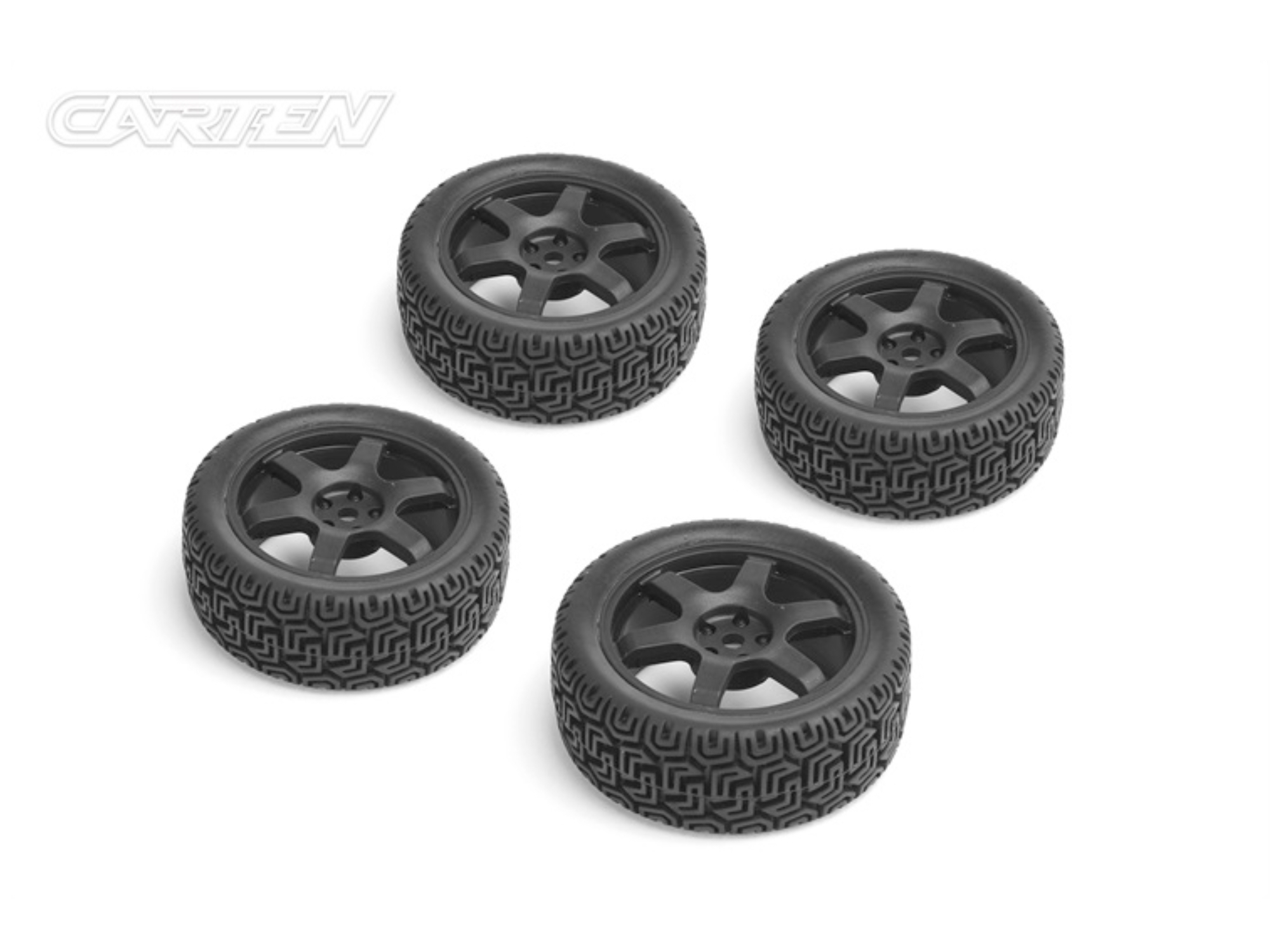 CARTEN TC Rally Tires+Wheels 6 Spoke Black ET -0mm (4PCS)