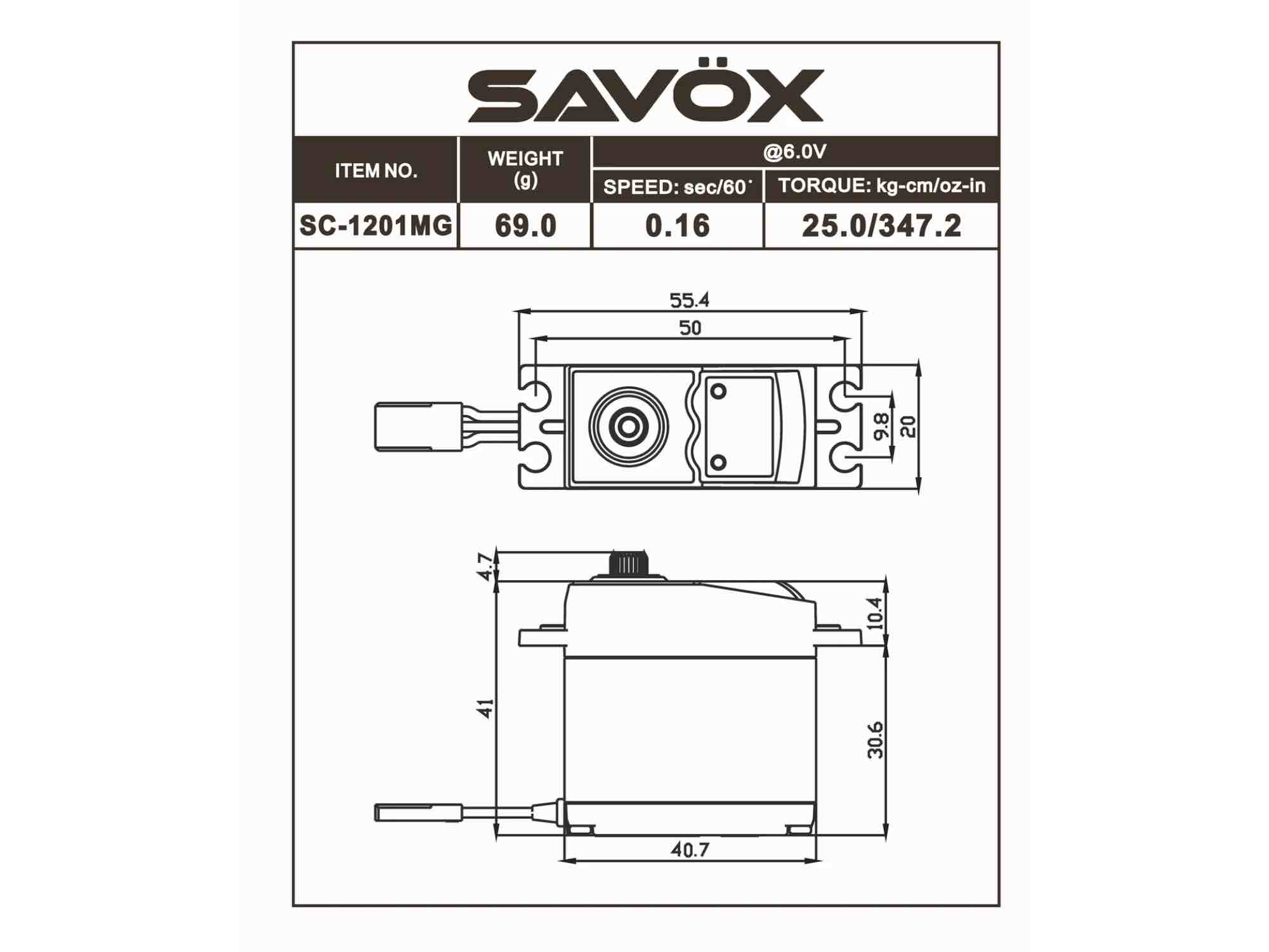 SAVÖX SC-1201MG Digital Servo 25kg/0,14sek