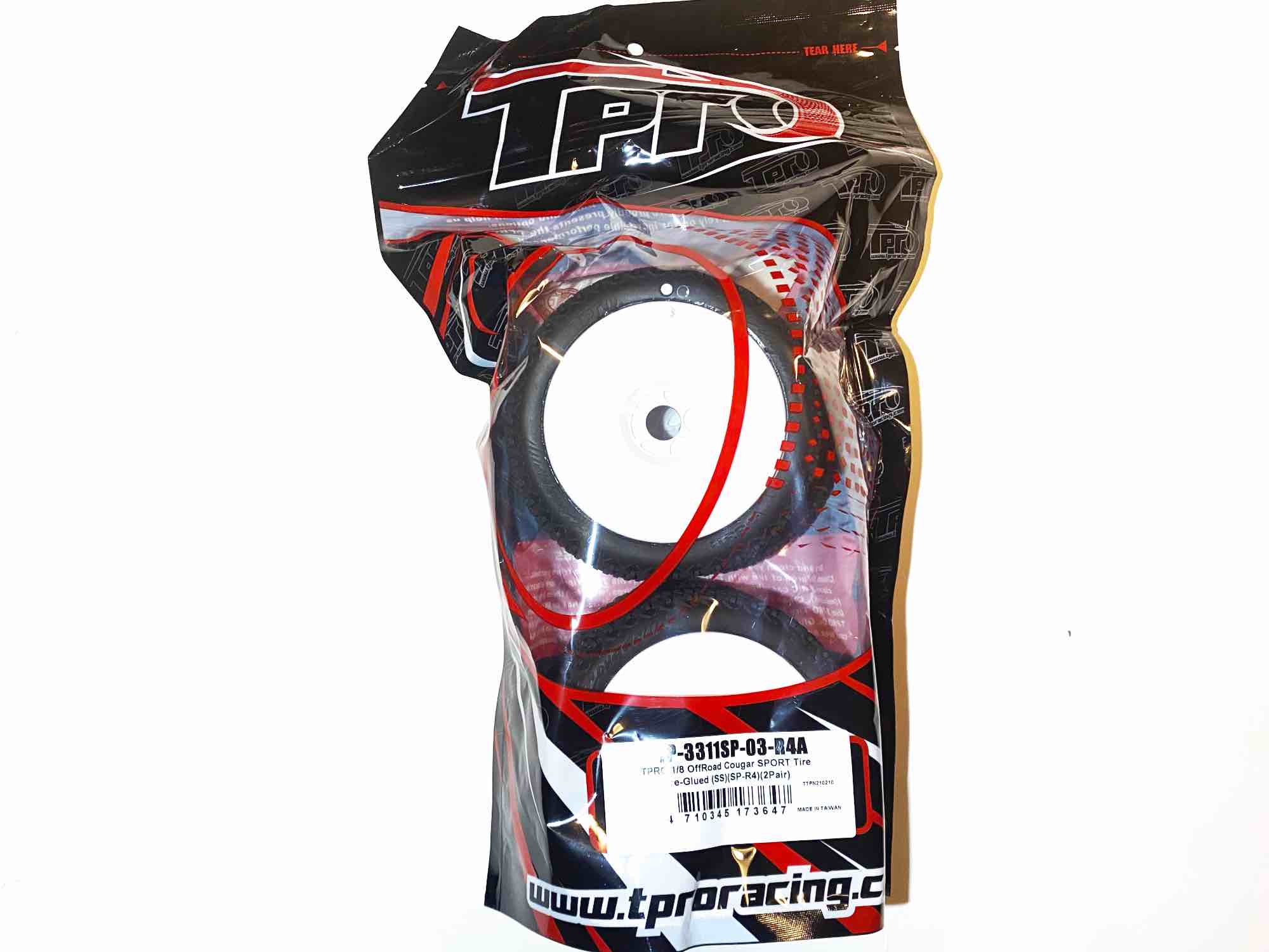 TPRO 1/8 OffRoad COUGAR Sportline Tire Pre-Glued (SP-R4-SuperSoft)(WH)(4)