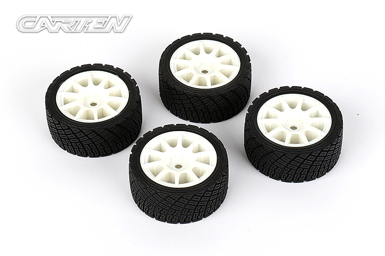 CARTEN M-Rally Tires+Wheels 10 Spoke White +1mm (4PCS)