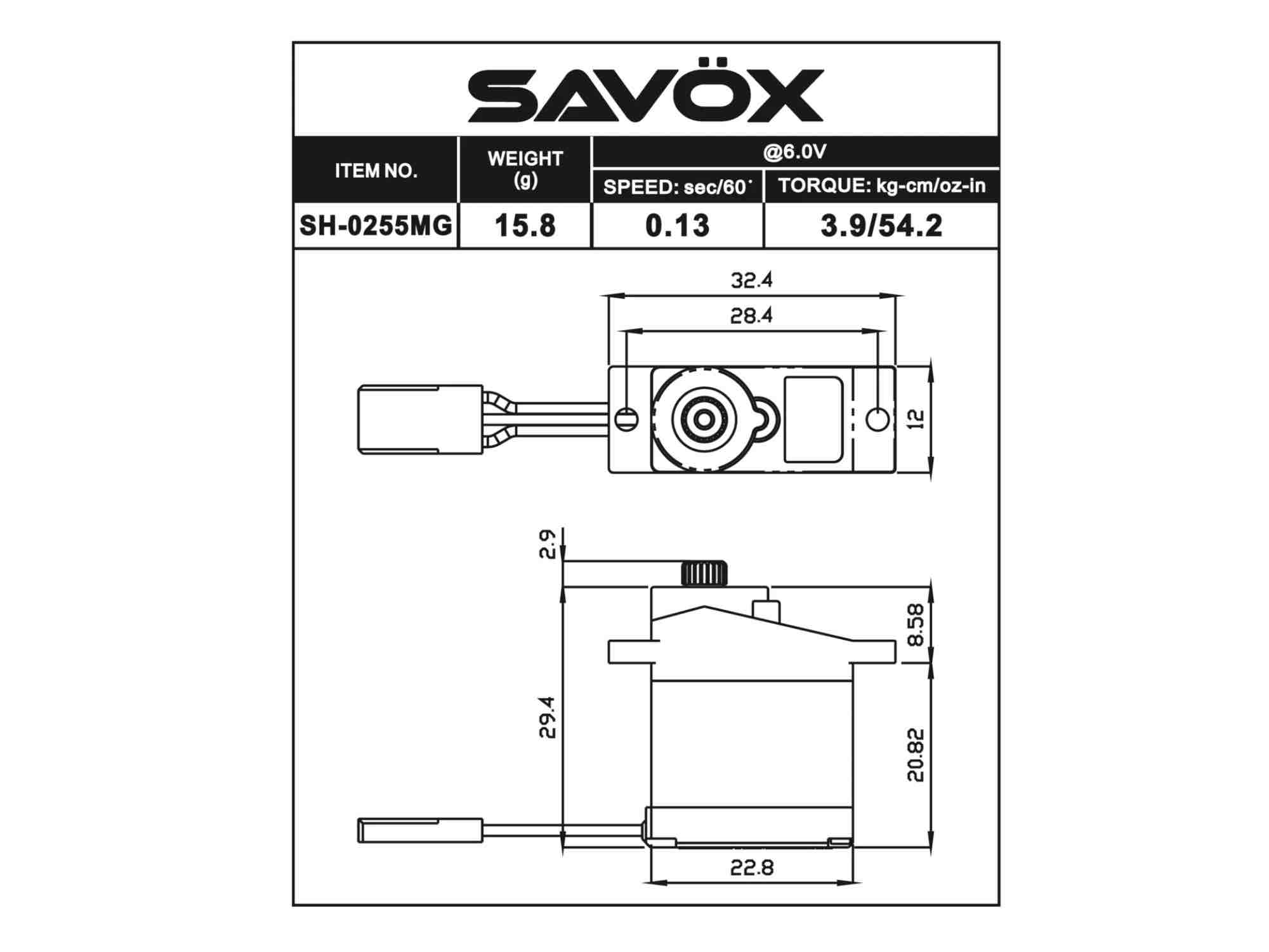 SAVÖX SH-0255MG Micro Size Digital Servo