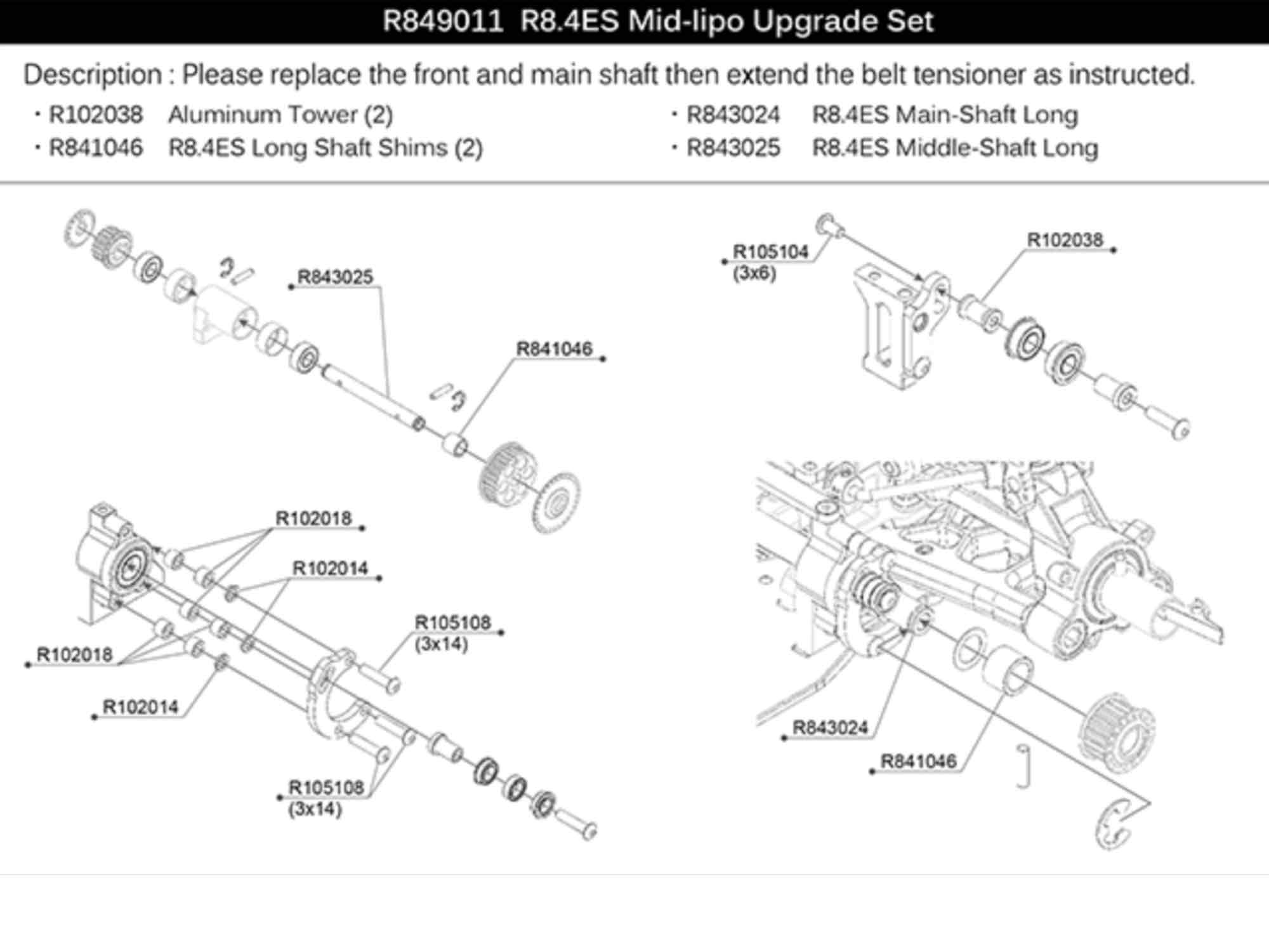 ARC R8.4ES Mid-Lipo Upgrade Set